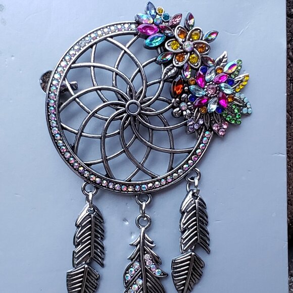 Dream Catcher Brooch with Rhinestones - Picture 5 of 10